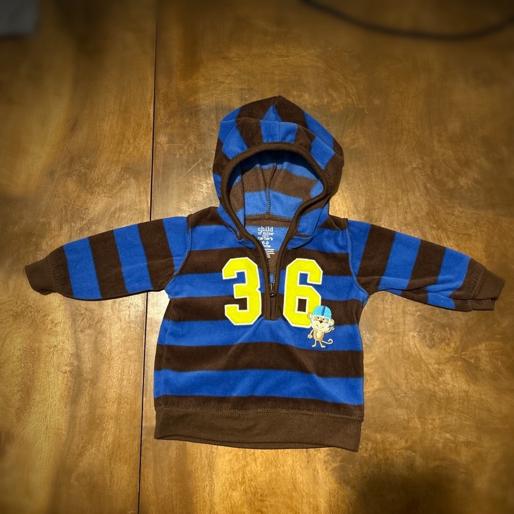Blue and Brown Striped Kids Hoodie